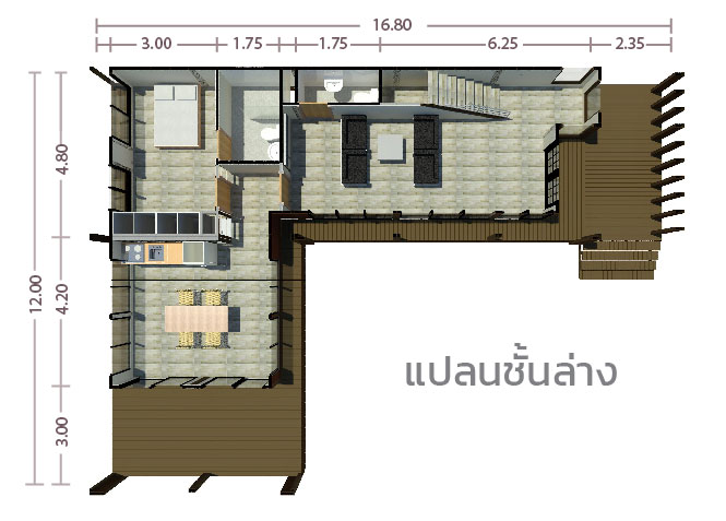 บ้านโมดูลักซ์ L4-M1 plan ชั้น 1